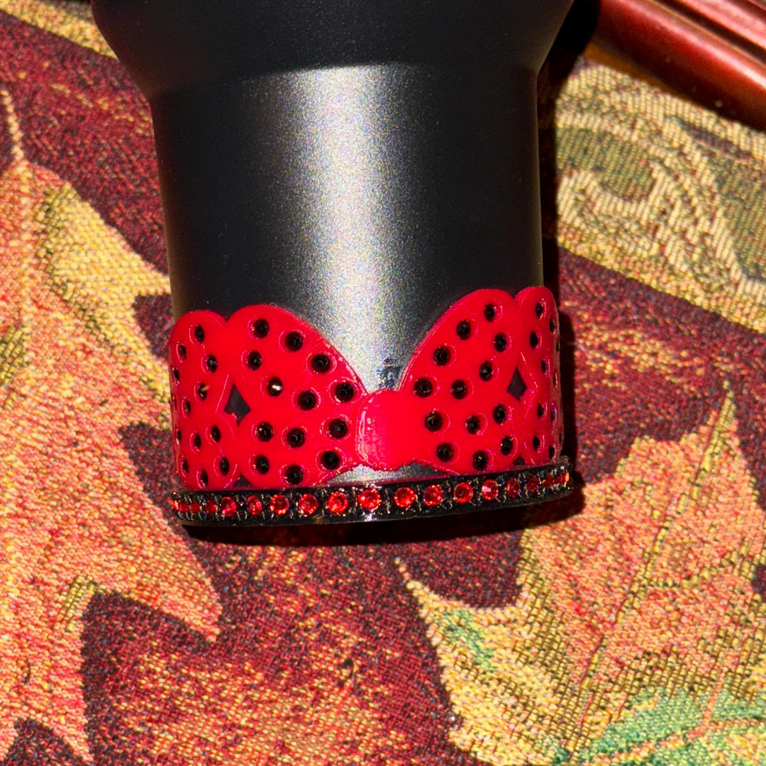 Rhinestone Bow Tumbler Boot, Tumbler Boot Cup Sleeve, Princess Bow, Fit's Stanley, Tumblers Accessories Red Black Pink