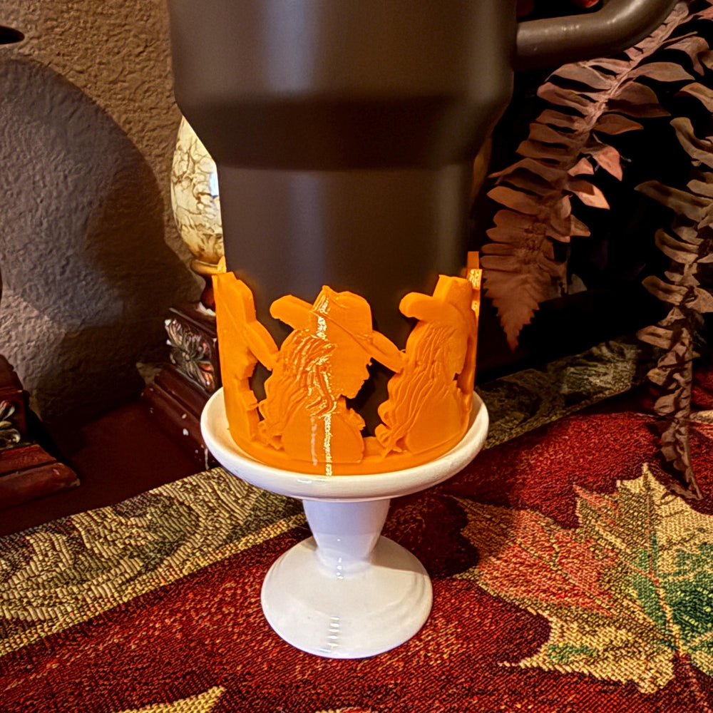 Orange Cowboy Boots Hat Cowgirl Western Camo Tumbler Boot, fits Stanley Tumbler, Cup Boot Sleeve, Unique Gift