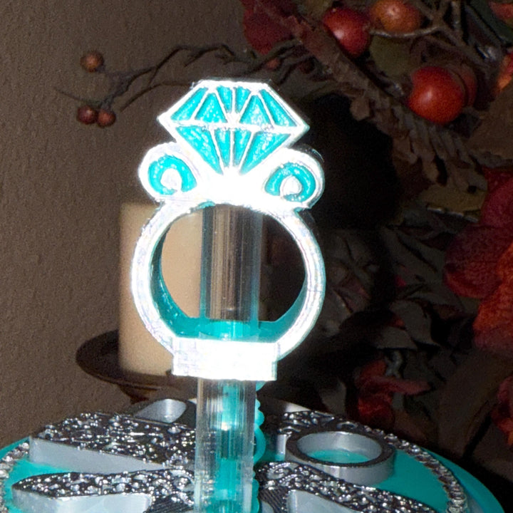 Teal Turquoise and Silver Diva Rhinestone Tumbler Boot, Lid Halo or Topper for Stanley tumblers, Princess Doll Purse High Heels stilettos