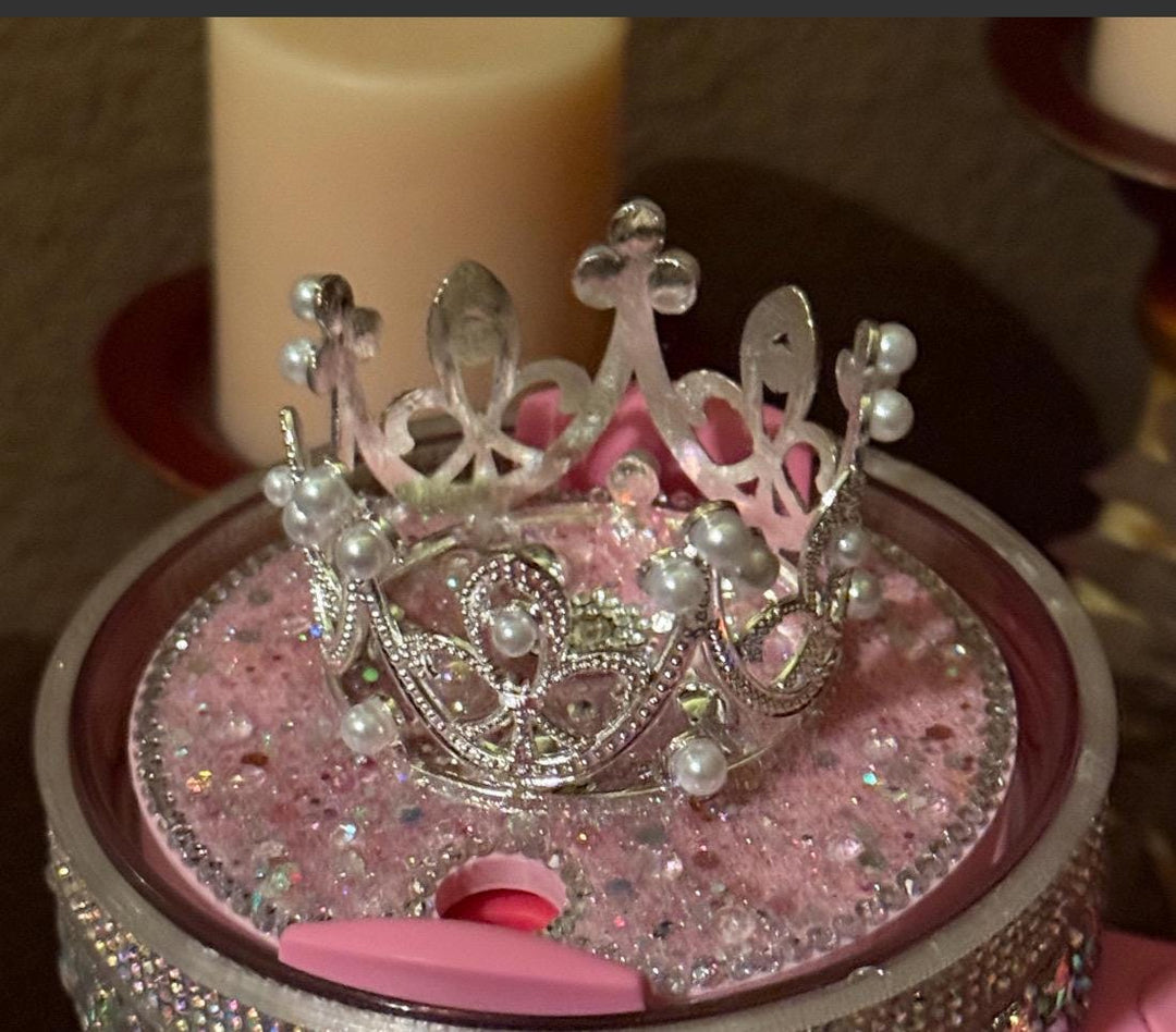 Flower Flat Fancy Iridescent Rhinestone Tumbler Princess Collection, Stanley accessories, unique gift Crown Halo Boot Straw Topper