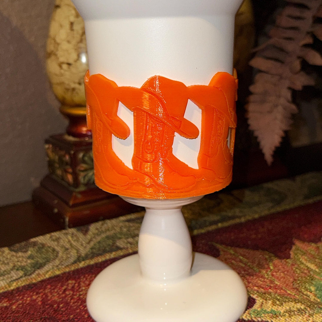 Orange Cowboy Boots Hat Cowgirl Western Camo Tumbler Boot, fits Stanley Tumbler, Cup Boot Sleeve, Unique Gift