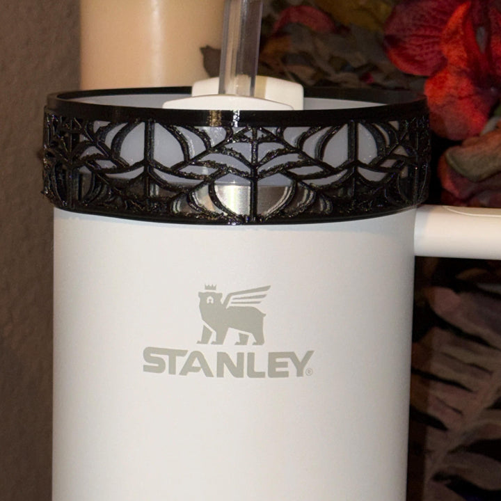 Halloween Black Spiderweb Tumbler Topper, lid halo or Boot, Halloween Tumbler Sleeve, Fits 40 oz Stanley, Unique Spellcast Gift BEST SELLER