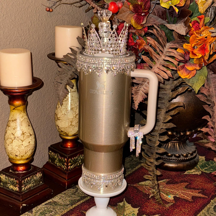 New Og Fancy Rhinestone Royal Princess Accessory For Stanley Tumblers Best Seller Crown Topper, Royal Queen Halo Bling Bangle Band Boot Stra