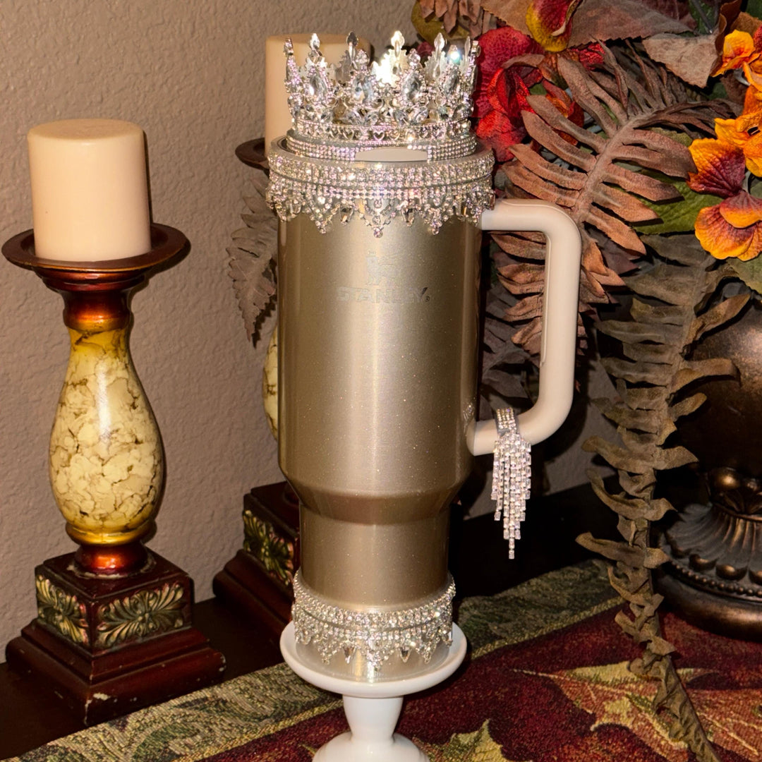 New Og Fancy Rhinestone Royal Princess Accessory For Stanley Tumblers Best Seller Crown Topper, Royal Queen Halo Bling Bangle Band Boot Stra