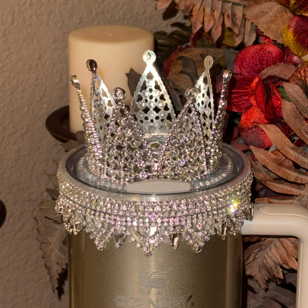 New Og Fancy Rhinestone Royal Princess Accessory For Stanley Tumblers Best Seller Crown Topper, Royal Queen Halo Bling Bangle Band Boot Stra