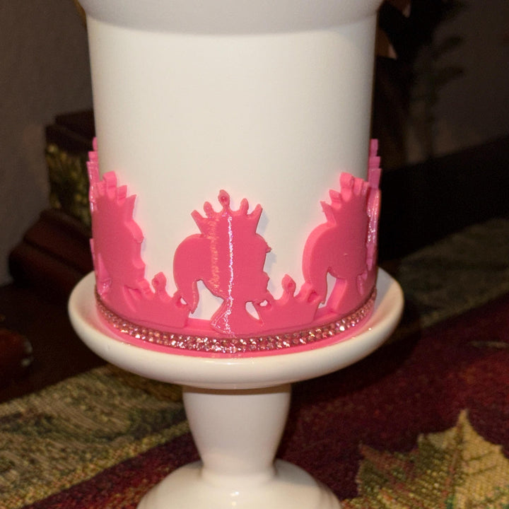 Pink and Silver Princess Doll Rhinestone Tumbler Boot, Lid Halo, for Stanley tumblers, custom colors