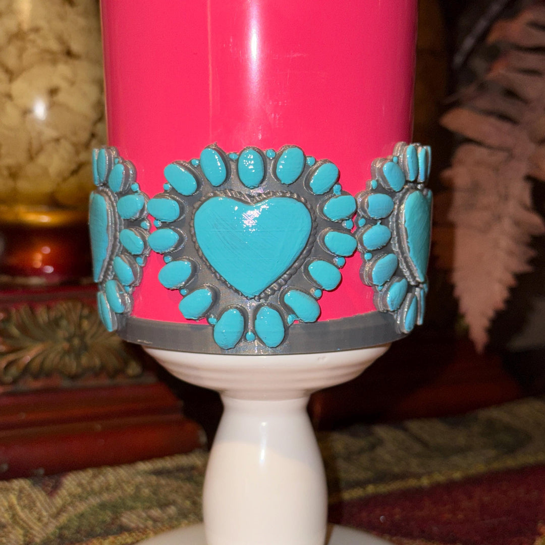 Heart Concho Turquoise Tumbler Boot, straw topper, lid topper, handle charm Stanley, Drink Sleeve Protective Boot, Unique jewelry