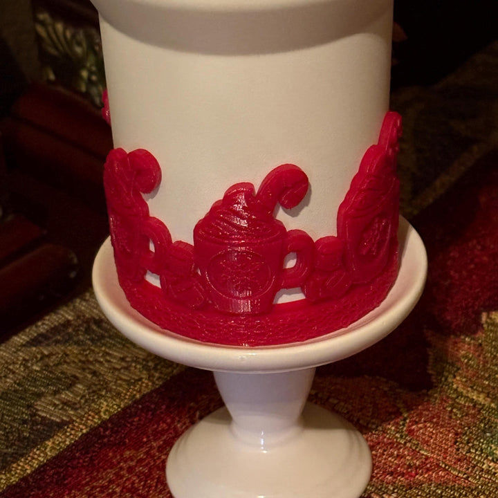 Christmas Cocoa Tumbler Boot or Topper, Hand Painted Protective Sleeve, Fit 20 30 oz and 40 oz Stanley, Tumbler Accessories, Red White
