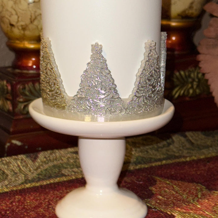 Detailed Embossed Christmas Tree Tumbler Boot with Silver, Protective Sleeve, Holiday Boot, for 20 30 or 40 oz Stanley, Tumbler Accessories