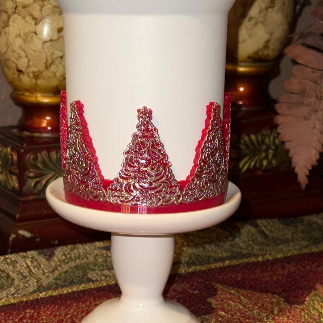 Detailed Embossed Christmas Tree Tumbler Boot with Silver, Protective Sleeve, Holiday Boot, for 20 30 or 40 oz Stanley, Tumbler Accessories
