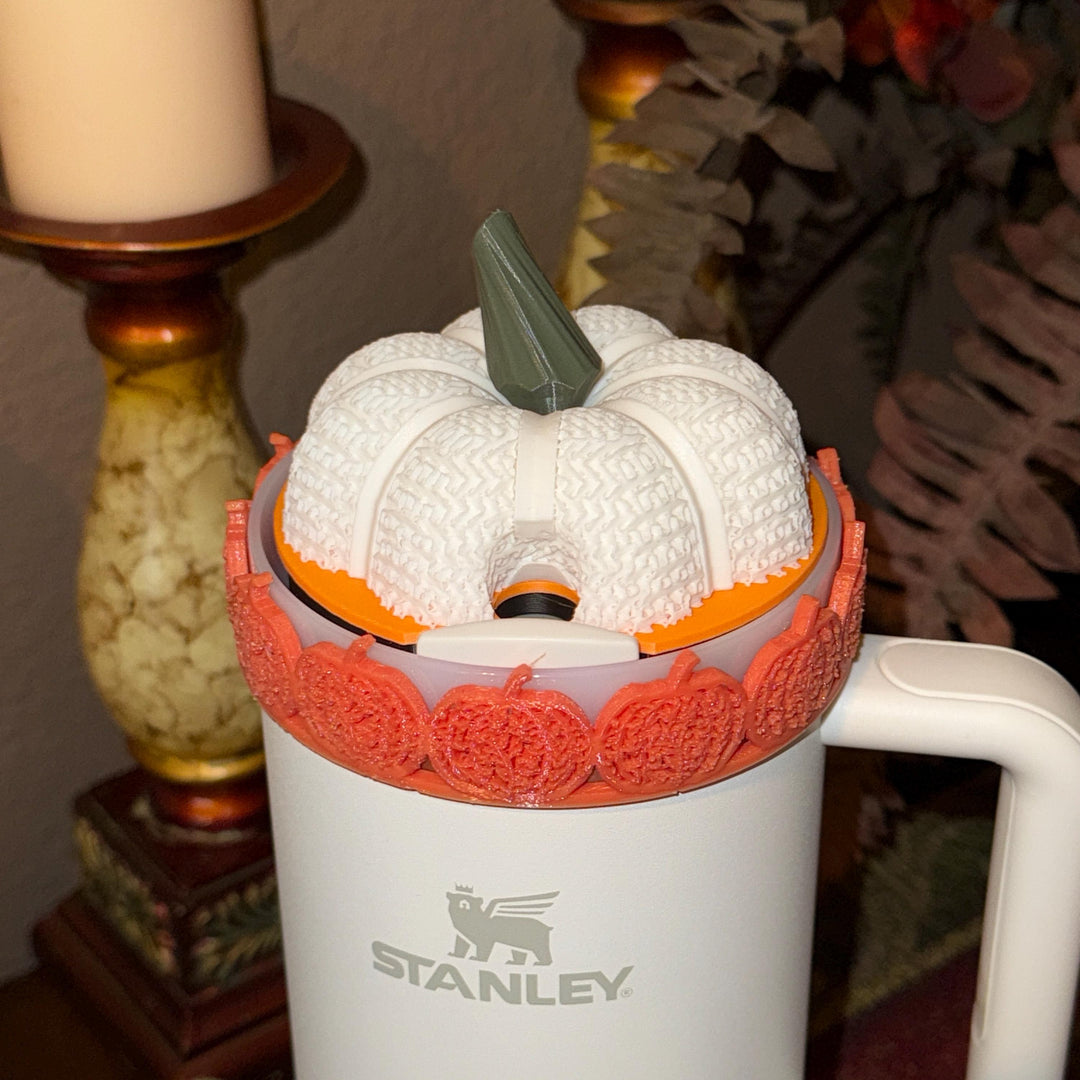 Harvest Halloween Pumpkin Tumbler Topper fits Stanley 20 30 or 40 oz Tumbler Lids, Fall Pumpkin Spice Season