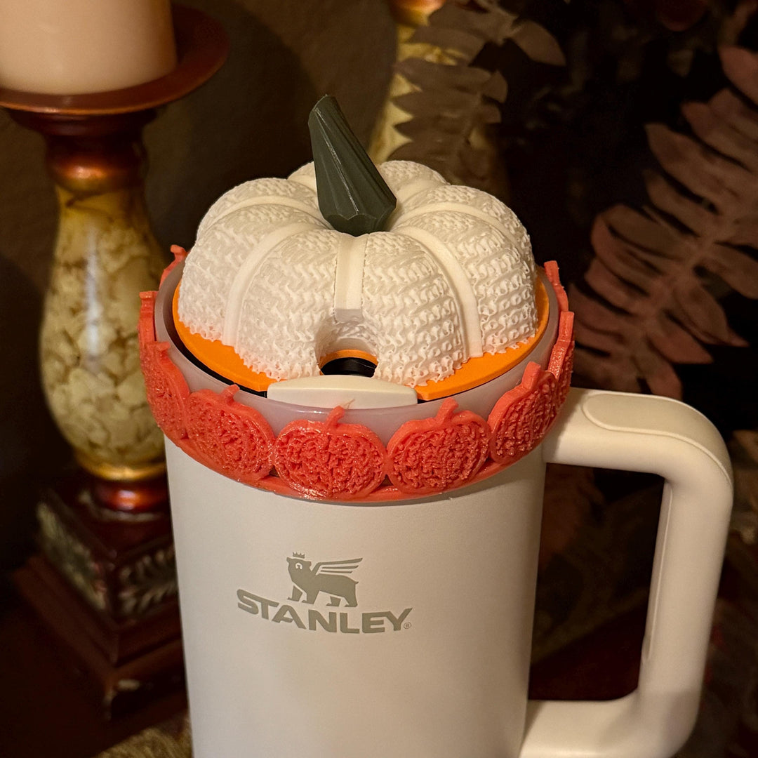 Harvest Halloween Pumpkin Tumbler Topper fits Stanley 20 30 or 40 oz Tumbler Lids, Fall Pumpkin Spice Season