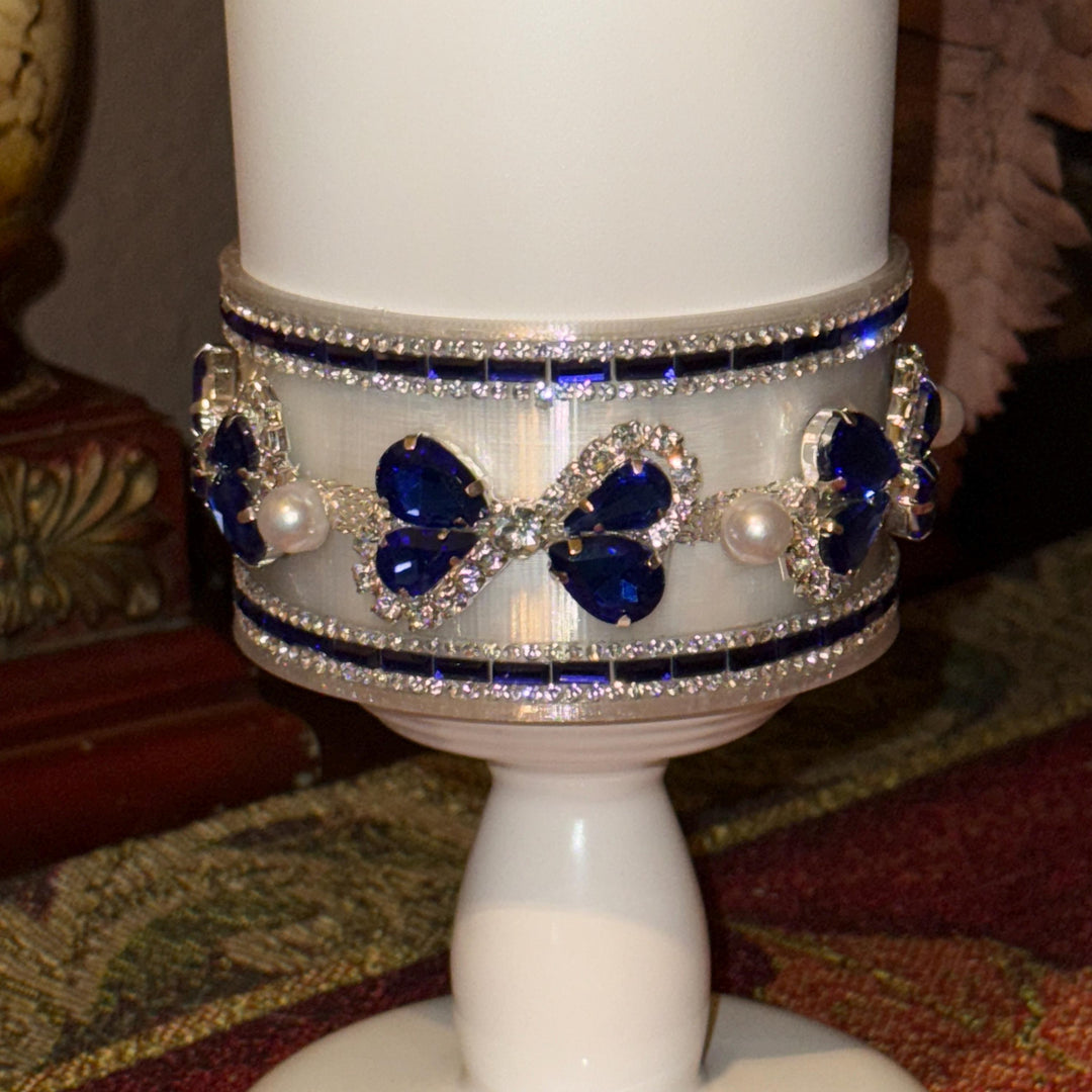 Elegant Blue Sapphire and Silver Rhinestone Royal Princess Accessories for Stanley Tumblers Queen Bling Fancy, Boujie Collection Unique Gift