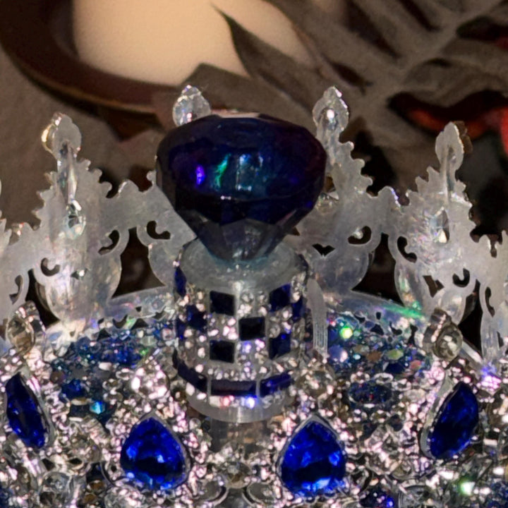 Elegant Blue Sapphire and Silver Rhinestone Royal Princess Accessories for Stanley Tumblers Queen Bling Fancy, Boujie Collection Unique Gift
