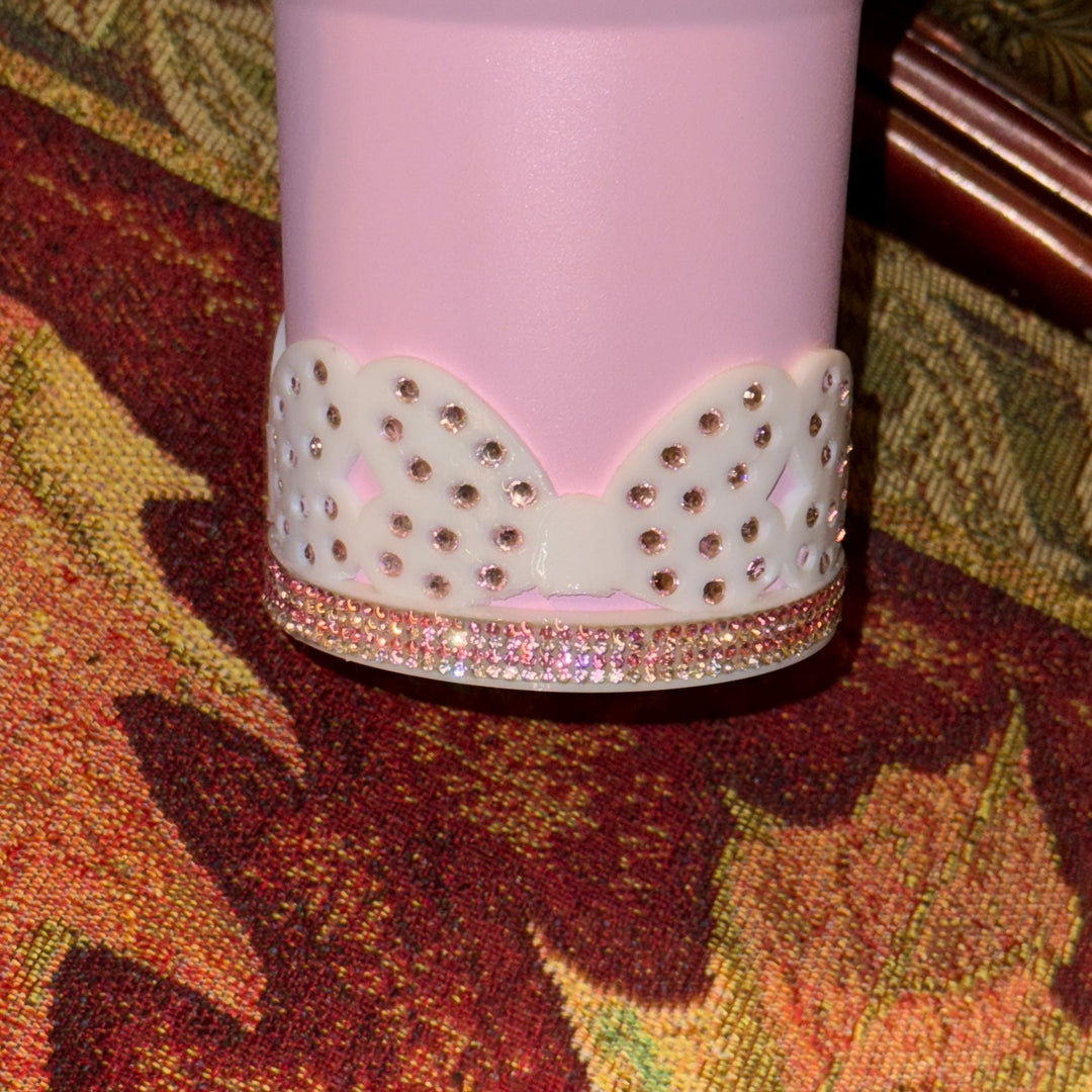 Rhinestone Bow Tumbler Boot, Tumbler Boot Cup Sleeve, Princess Bow, Fit's Stanley, Tumblers Accessories Red Black Pink