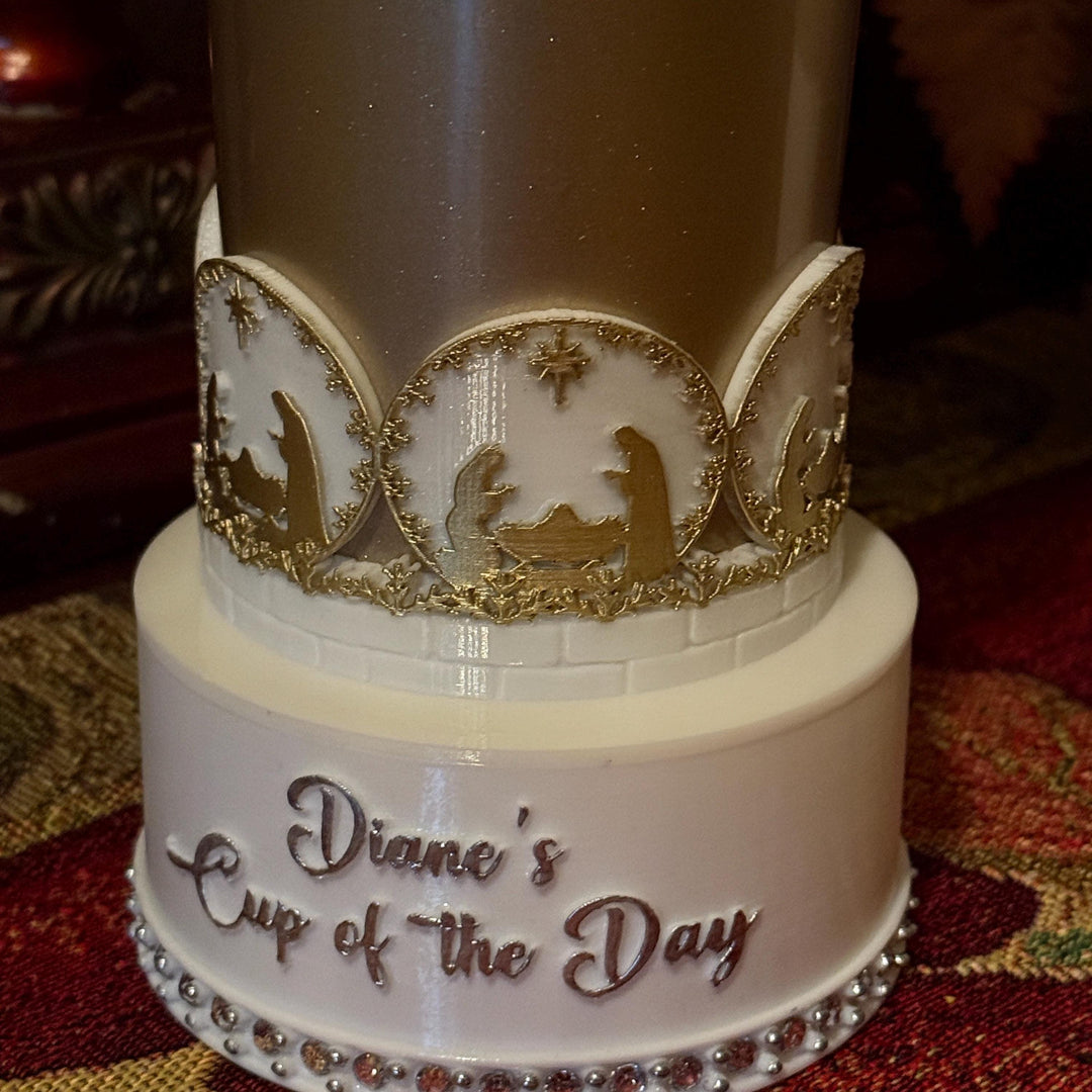 Christmas Nativity Scene Jesus Mary Tumbler Boot, Protective Sleeve, Stanley Tumbler Accessories, black, gold, silver
