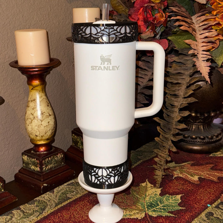 Halloween Black Spiderweb Tumbler Topper, lid halo or Boot, Halloween Tumbler Sleeve, Fits 40 oz Stanley, Unique Spellcast Gift BEST SELLER