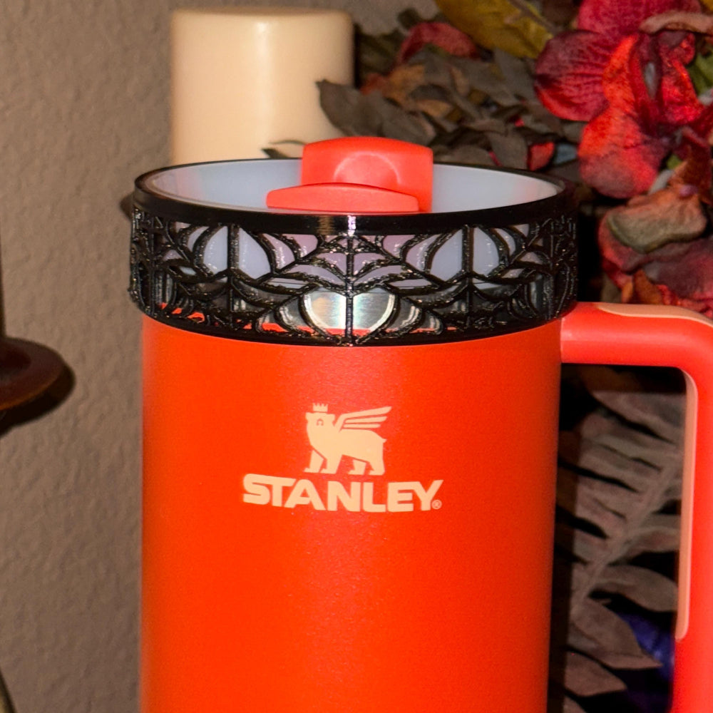Halloween Neon Green Spiderweb Tumbler Topper , lid halo or Boot, Halloween Tumbler Sleeve, Fits 40 oz Stanley, Unique Gift, BEST SELLER