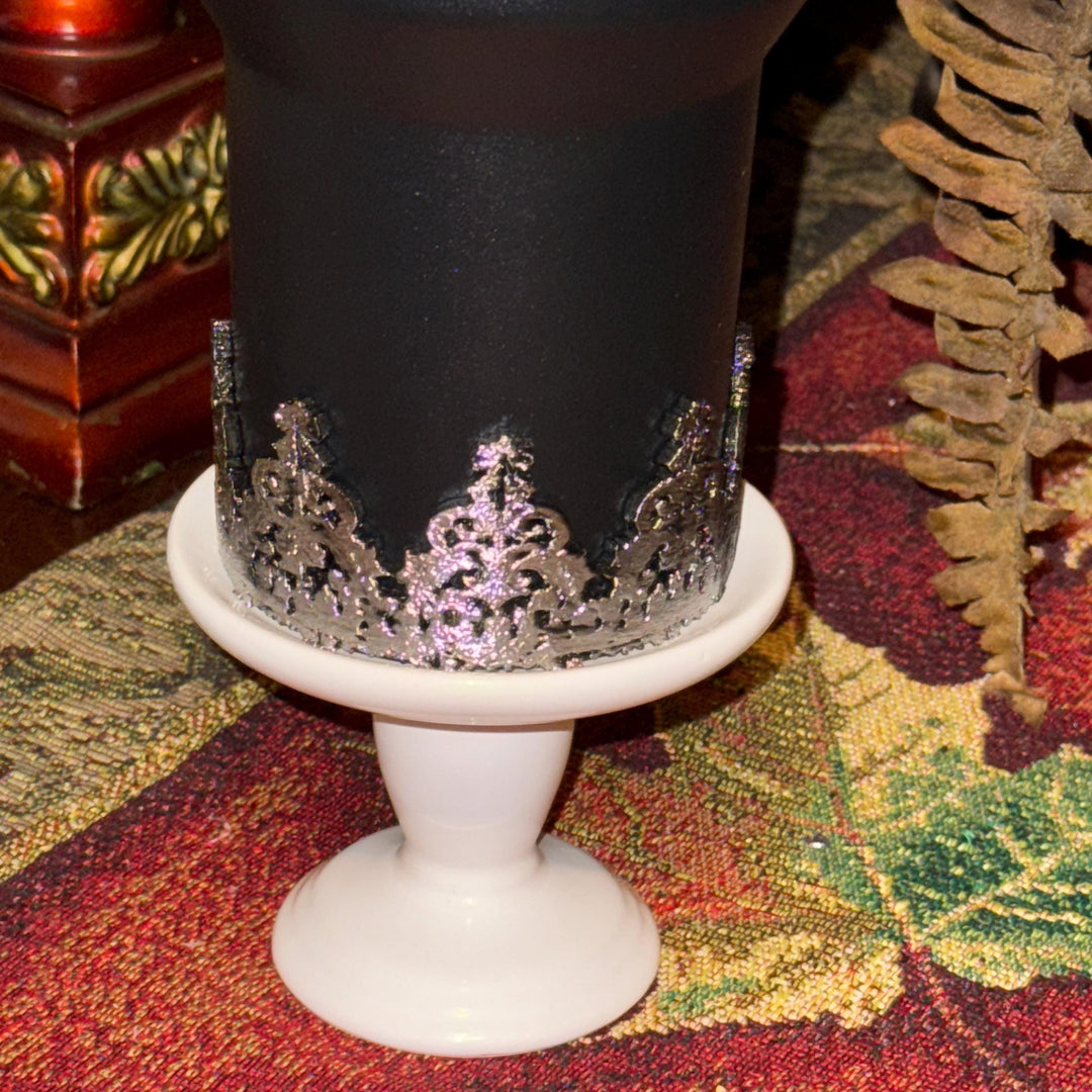 Black Silver Damask Lace Tumbler Boot or Halo, Tumbler Boot Sleeve, fits your Stanley Tumblers, Unique Gift