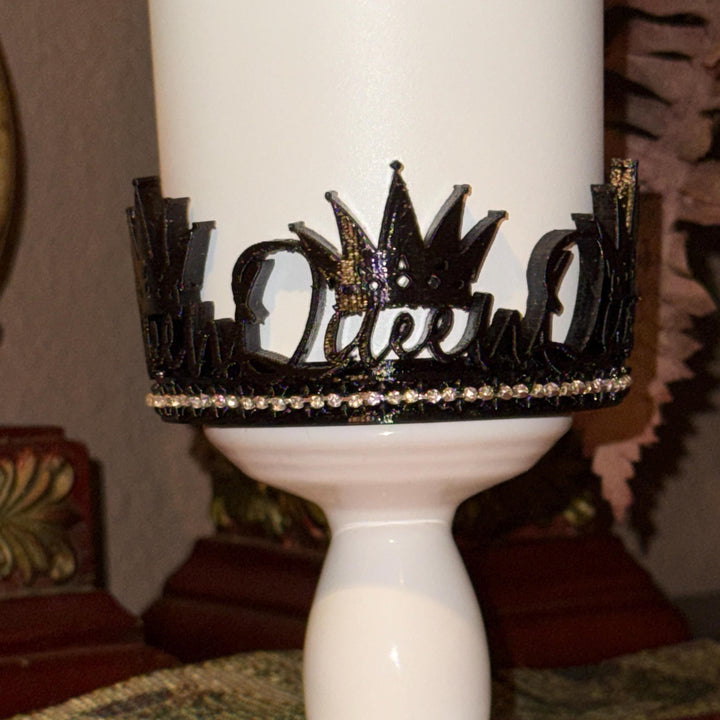 Fancy Rhinestone Black Silver Queen Crown Tumbler Boot, Tumbler Boot Sleeve, fits your Stanley Tumblers, Unique Gift