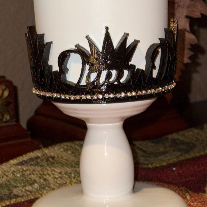 Fancy Rhinestone Black Silver Queen Crown Tumbler Boot, Tumbler Boot Sleeve, fits your Stanley Tumblers, Unique Gift