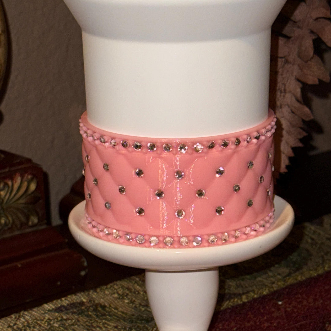 Pink and Silver Quilted Rhinestone Tumbler boot and halo for Stanley tumblers, Best Seller, Boot Halo Straw Topper