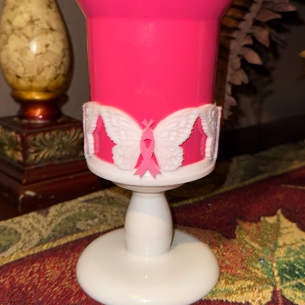 Butterfly Breast Cancer Awareness Ribbon Tumbler Boot, Pink White Protective Sleeve, Princess Bow, Fit's Stanley Tumblers