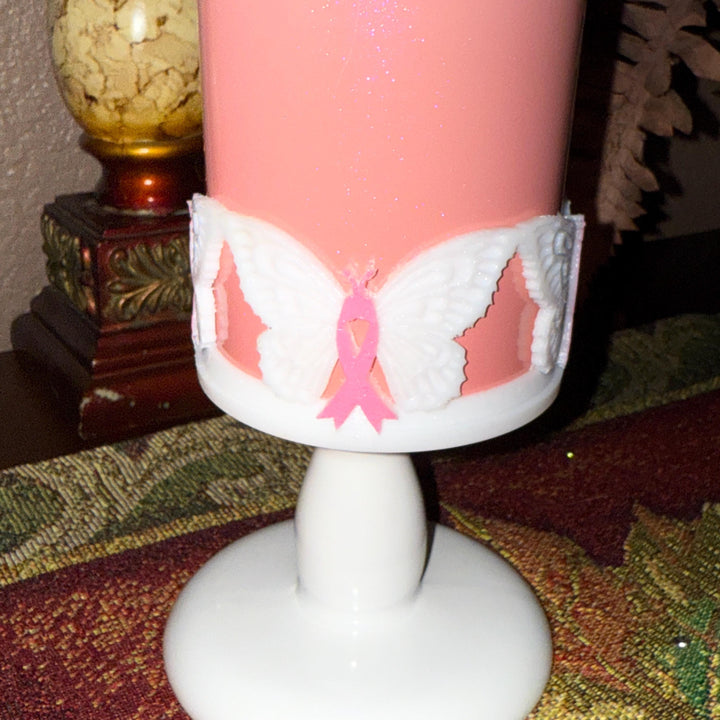 Butterfly Breast Cancer Awareness Ribbon Tumbler Boot, Pink White Protective Sleeve, Princess Bow, Fit's Stanley Tumblers