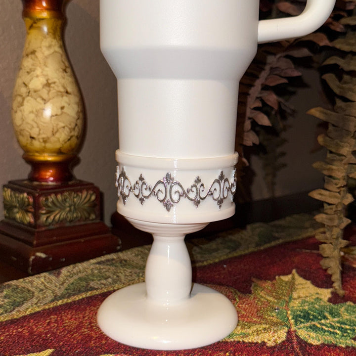 White Scroll Fancy Tumbler Boot Halo Accessory Collection for Stanley tumblers, Bangle Straw Topper