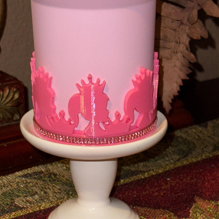 Pink and Silver Princess Doll Rhinestone Tumbler Boot, Lid Halo, for Stanley tumblers, custom colors