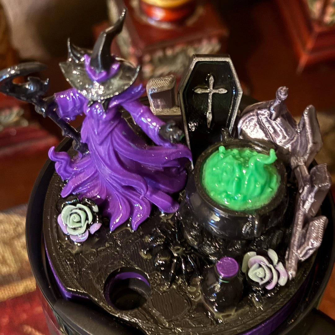 Purple Halloween Witch Tumbler Topper, hat, broom, spell book, cauldron, spiders - HOT SELLER, unique gift spooky witchy vibes