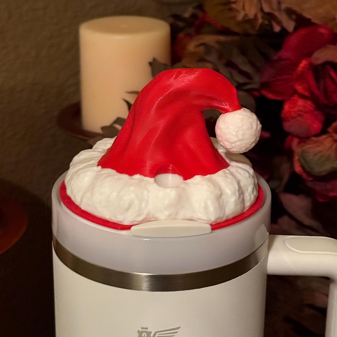 Christmas Santa Hat Tumbler Boot, halo or Topper, Unique gift, Fit 20 30 oz and 40 oz Stanley, Accessories, Red White Green