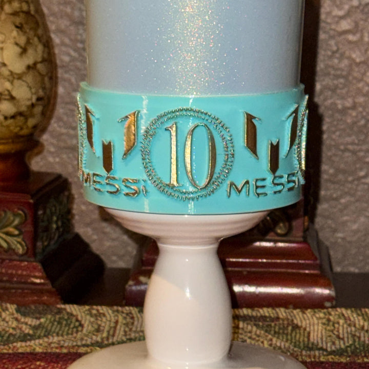 Soccer Star Tumbler Boot, Cup Boot Sleeve, Jersey 10, Argentina Soccer Accessories, Fits your Stanley 40 oz, Light Blue