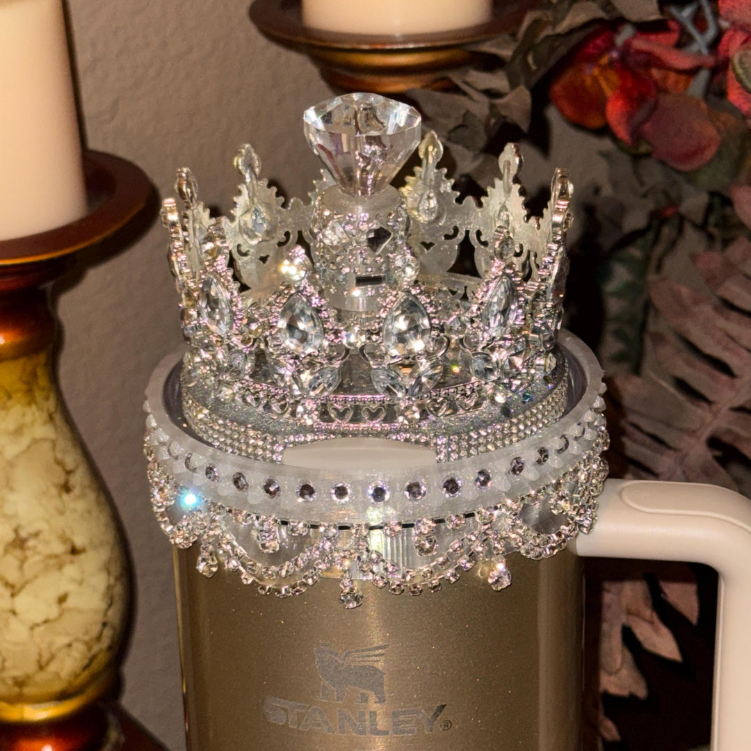 Fancy Rhinestone Royal Princess Accessory for Stanley tumblers BEST SELLER Crown Topper, Royal Queen Halo Bling Bangle Band Boot Straw