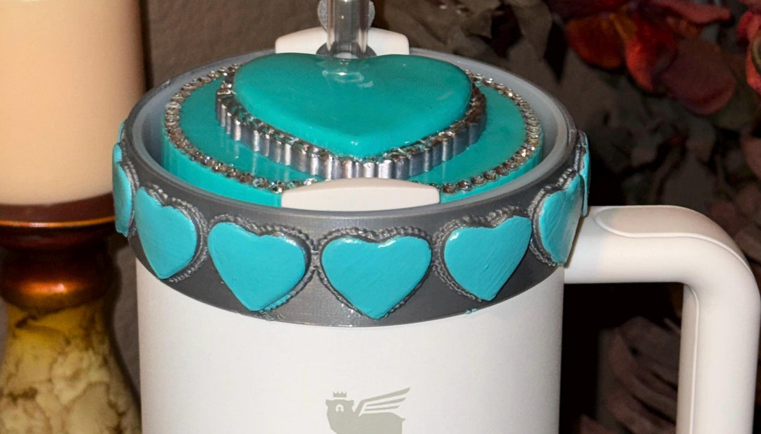 Heart Concho Turquoise Tumbler Boot, straw topper, lid topper, handle charm Stanley, Drink Sleeve Protective Boot, Unique jewelry