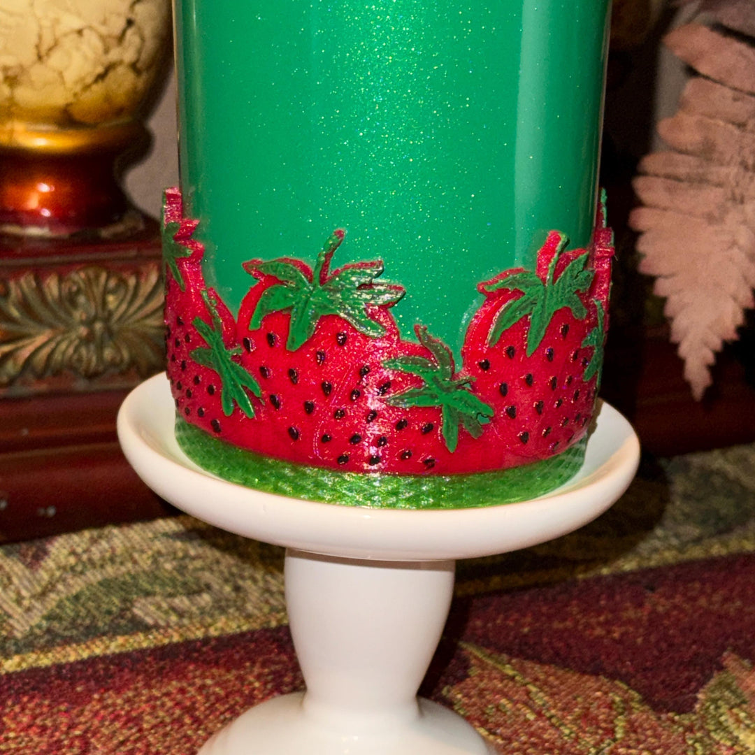 Strawberries Hand painted Tumbler Boot, Accessories for Stanley tumblers, Strawberry decoration, Unique Gift