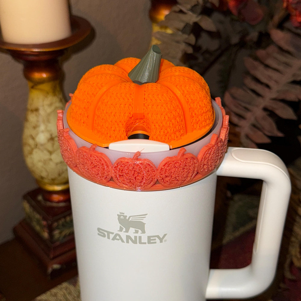 Harvest Halloween Pumpkin Tumbler Topper fits Stanley 20 30 or 40 oz Tumbler Lids, Fall Pumpkin Spice Season