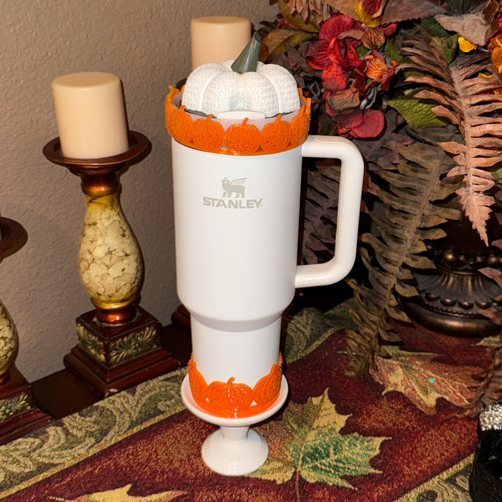 Harvest Halloween Pumpkin Tumbler Topper fits Stanley 20 30 or 40 oz Tumbler Lids, Fall Pumpkin Spice Season