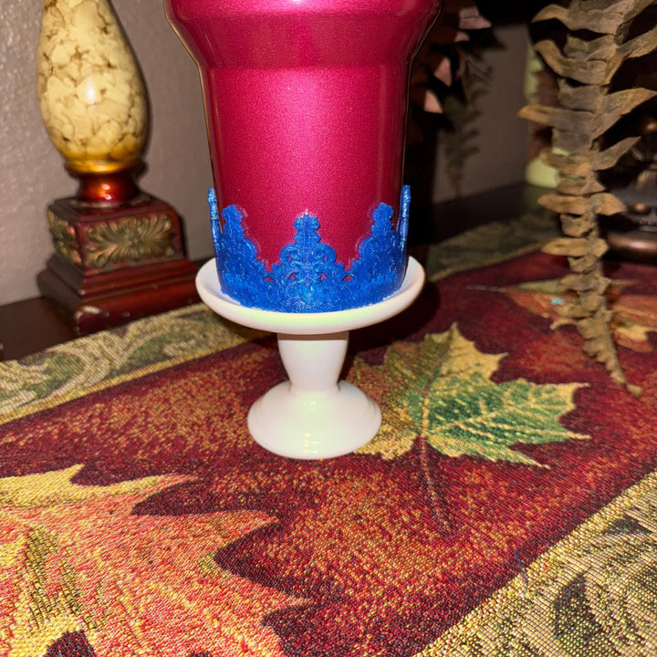 Cobalt Blue Damask Lace Lid Halo Bangle and Boot for Stanley tumblers, Fancy Tumbler Sleeves, Berry Truffle