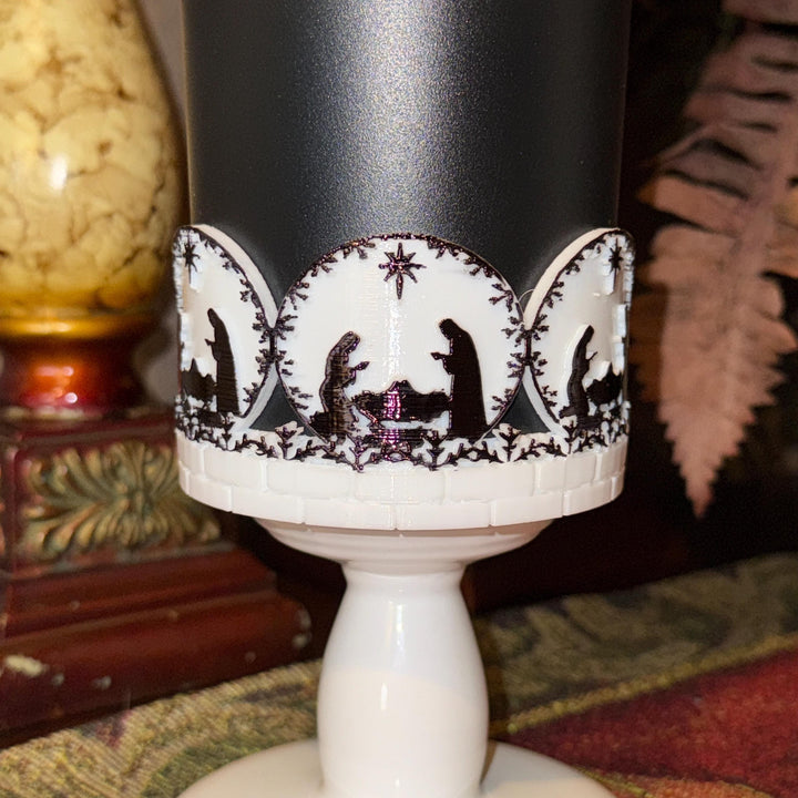 Christmas Nativity Scene Jesus Mary Tumbler Boot, Protective Sleeve, Stanley Tumbler Accessories, black, gold, silver