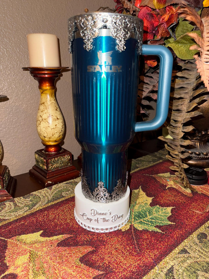 Black Silver Damask Lace Tumbler Boot or Halo, Tumbler Boot Sleeve, fits your Stanley Tumblers, Unique Gift