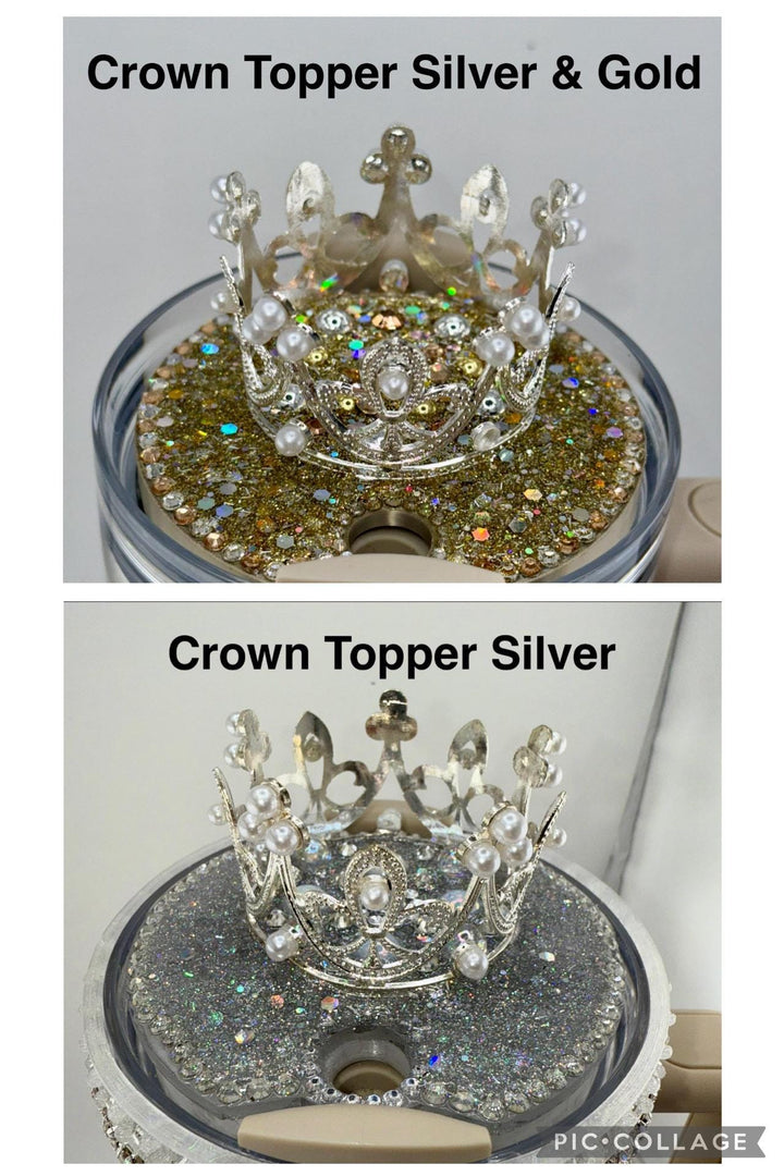 RELAUNCHED OG Fancy Rhinestone Royal Princess Accessory for Stanley tumblers BEST SELLER Crown Topper, Royal Queen Halo Bling Bangle Band Boot Straw