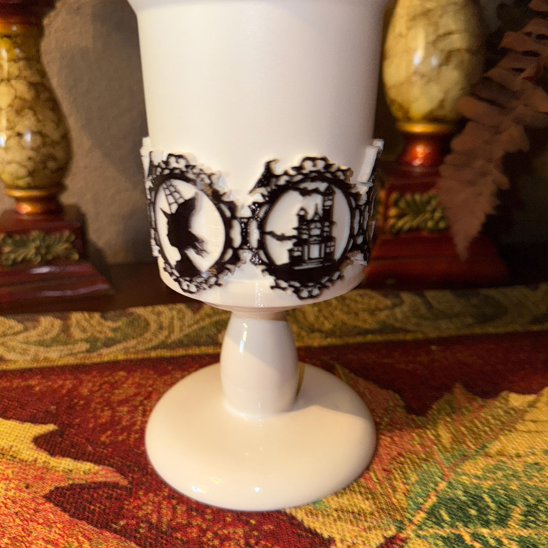 Halloween Tumbler Boot, multiple detailed designs on each panel, trendy accessories for Stanley tumblers, unique gift hand painted
