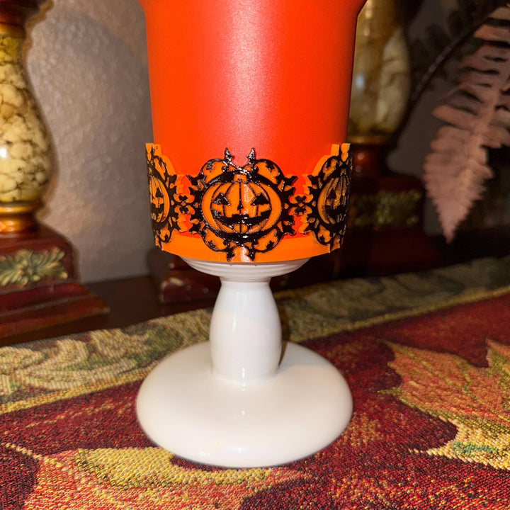 Orange Black Halloween Pumpkin Tumbler Boot, Halloween Tumbler Sleeve, Festive Tumbler Accessories for 30 and 40 oz Tumblers, Unique Gift