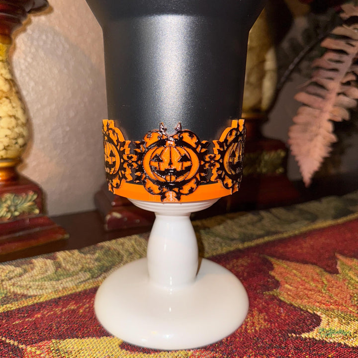 Orange Black Halloween Pumpkin Tumbler Boot, Halloween Tumbler Sleeve, Festive Tumbler Accessories for 30 and 40 oz Tumblers, Unique Gift