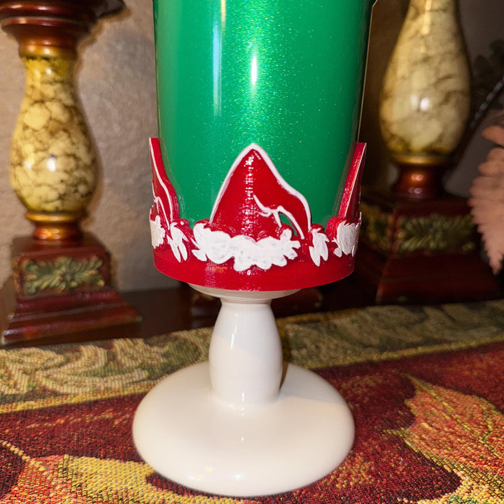 Christmas Santa Hat Tumbler Boot, halo or Topper, Unique gift, Fit 20 30 oz and 40 oz Stanley, Accessories, Red White Green