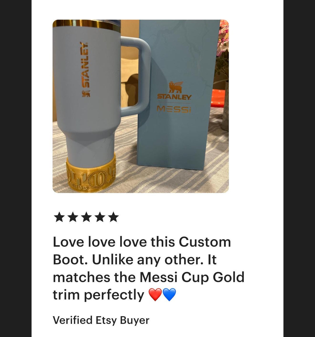 Soccer Star Tumbler Boot, Cup Boot Sleeve, Jersey 10, Argentina Soccer Accessories, Fits your Stanley 40 oz, Striker Light Blue
