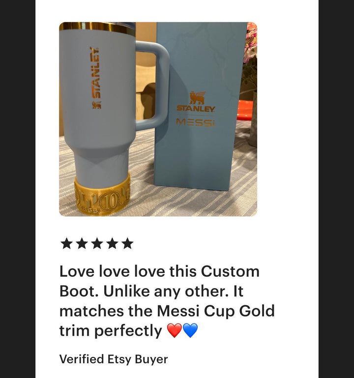 Soccer Star Tumbler Boot, Cup Boot Sleeve, Jersey 10, Argentina Soccer Accessories, Fits your Stanley 40 oz, Striker Light Blue