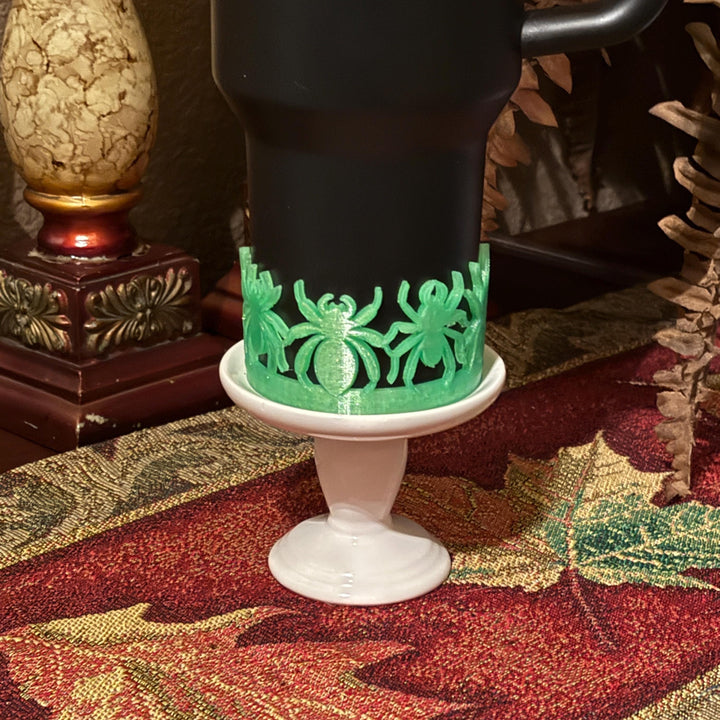 Glow in the Dark Halloween Green Spider Boot, Cup Sleeve, Fits 30 40 oz Stanley Spellcast Unique Gift, BEST SELLER
