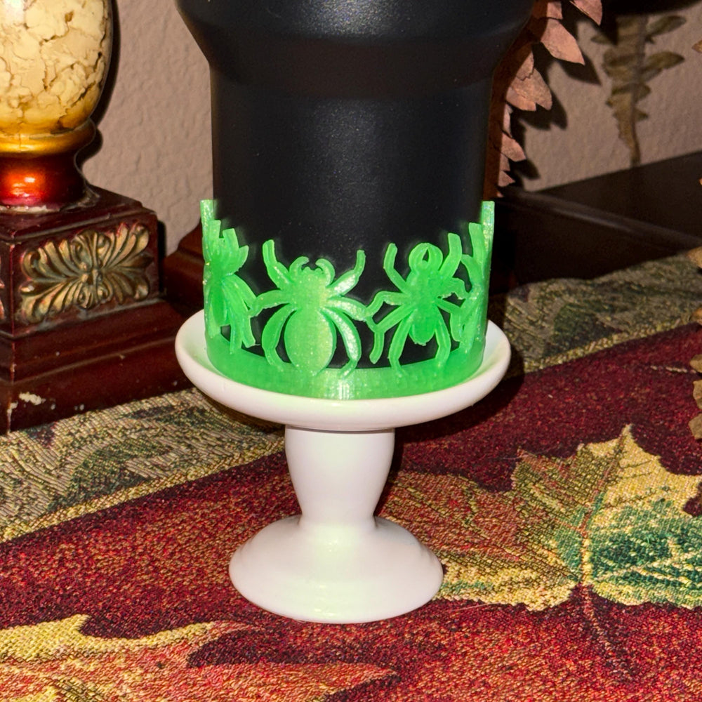 Glow in the Dark Halloween Green Spider Boot, Cup Sleeve, Fits 30 40 oz Stanley Unique Gift, BEST SELLER